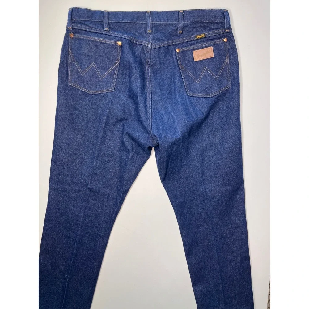 Vintage Wrangler Mens Denim Jeans 42x34 Dark Wash Cotton Made in USA 13MWZ